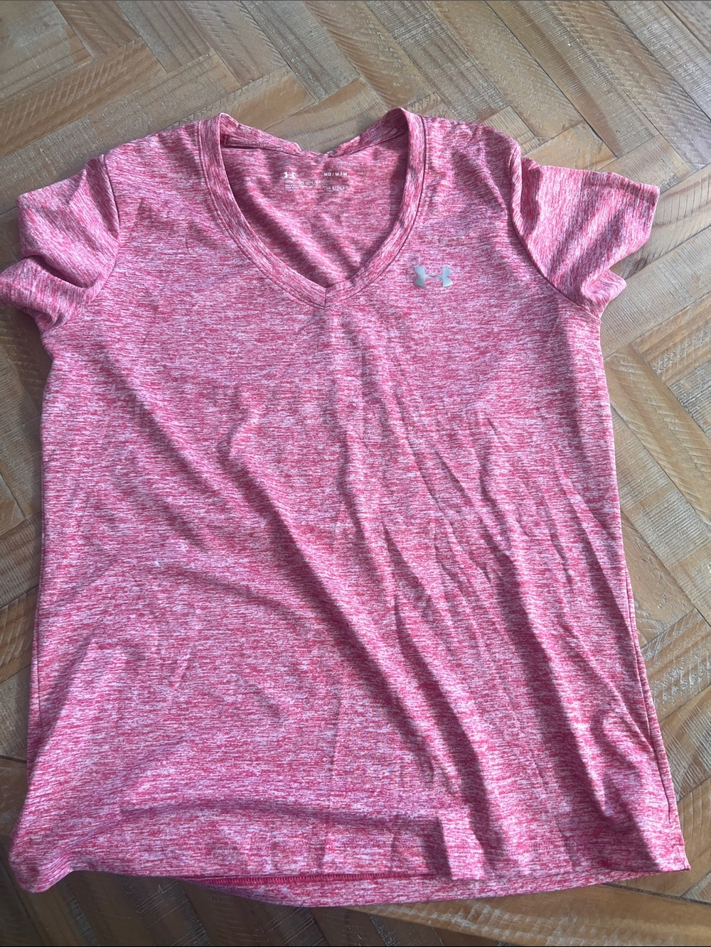 Under Armour Heathered Pink V-Neck Performance Tee